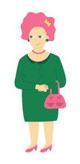 Senior lady character. Mature friendly flirty cartoon style people vector illustration.