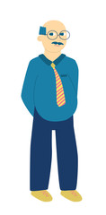 Senior man character. Mature friendly flirty cartoon style people vector illustration.