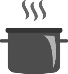 Cooking pot, saucepan with smoke vector icon