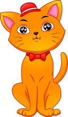 cute cat cartoon wearing hat