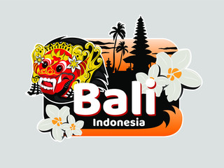 Bali Travel Logo Vector. Bali Trip logo with  balinese culture illustration.