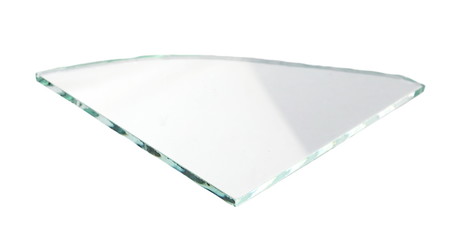 Transparent piece broken glass isolated on white background, with clipping path