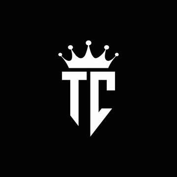 TC logo monogram emblem style with crown shape design template