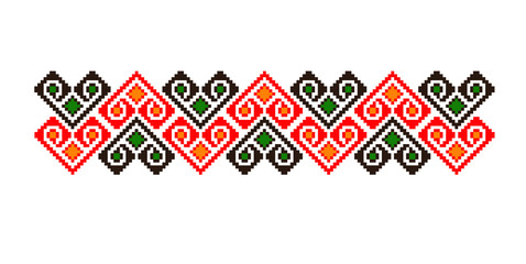 Traditional Romanian folk art knitted embroidery pattern

