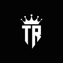 TR logo monogram emblem style with crown shape design template - obrazy, fototapety, plakaty