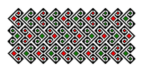 Traditional Romanian folk art knitted embroidery pattern
