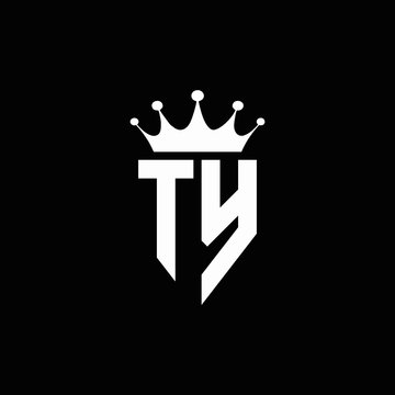 TY logo monogram emblem style with crown shape design template