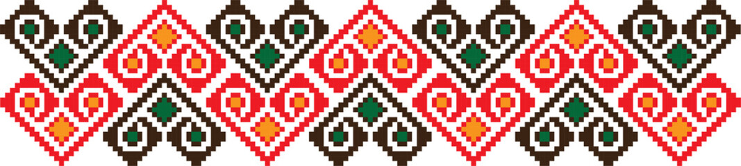 Traditional Romanian folk art knitted embroidery pattern
