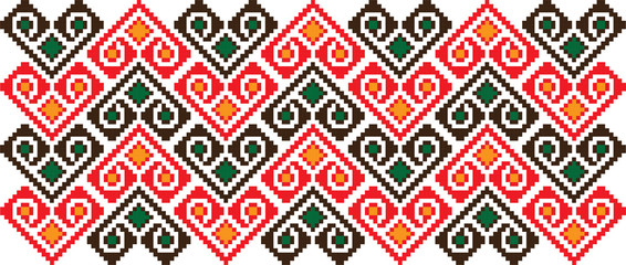 Traditional Romanian folk art knitted embroidery pattern
