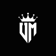 UM logo monogram emblem style with crown shape design template