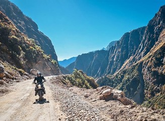 Fototapeta na wymiar Bike Tour to the Valleys of Mountains