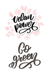 Vector hand drawn sign.Calligraphy Go green. Motivational quote.