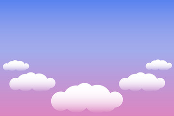 Illustration of sky with clouds and pink and blue gradient. Sky at sunrise
