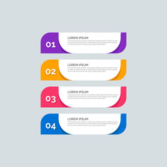 Modern Info-graphic Template for Business with four steps multi-Color design. Set of 4 simple elements for info graphics, flow charts, presentations, web sites, banners, printed materials. Flat style.