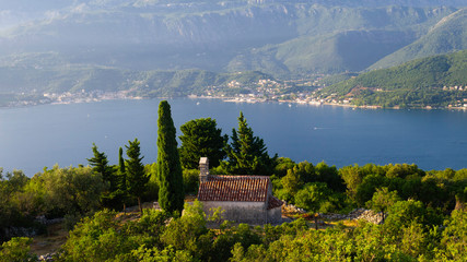 Fototapeta na wymiar Church of Sv. Lesendro, Lustica, Zabrdje, Bay of Kotor, Montenegro.