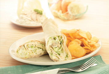Wrap sandwiches with potato chips