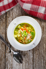 Fresh vegetable soup. Selective focus.