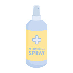 A bottle of antibacterial agent. Hand sanitizer. Antibacterial spray. Prevention of SARS and coronavirus. Vector illustration isolated on a white background.