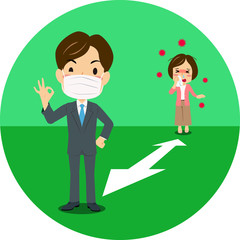 ウイルス予防アイコン ソーシャルディスタンス グリーン