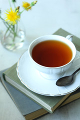 cup of tea with flowers