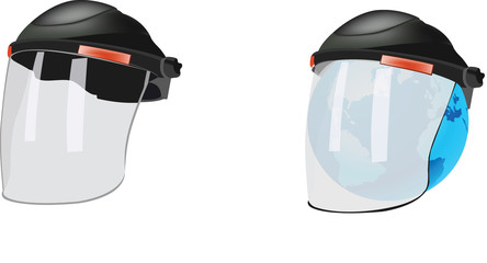casco con visiera  protettiva contro infortuni sul lavoro