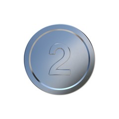 Coin. 3d Silver Coin. Realistic Coin. Number Two