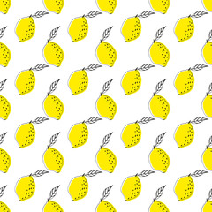 Seamless pattern with yellow lemons. Background with lemons.