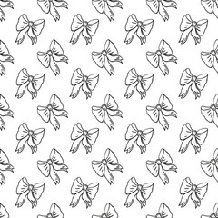 Seamless pattern with bows. Festive background. Doodle background. Christmas background with bows.