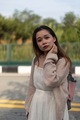 A Vietnamese woman with black hair in Vietnam
