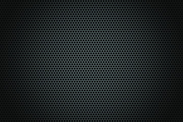 Black metal texture steel background. Perforated sheet metal.