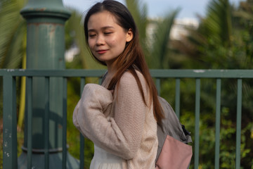 A Vietnamese woman with black hair in Vietnam
