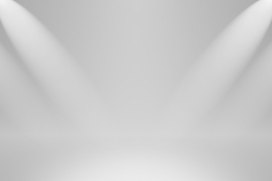 Studio template and empty room backdrops on simple background with spotlight product flooring. Blank studio podium for advertising. 3D rendering.