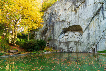 Famous Lion Monument (1820) by Bertel Thorvaldsen, Lucerne, Switzerland