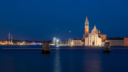 Fototapeta na wymiar Grand Canal and San Giorgio Maggiore Church at night, Venice