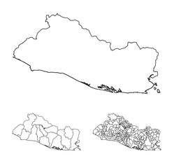 El Salvador outline map administrative regions