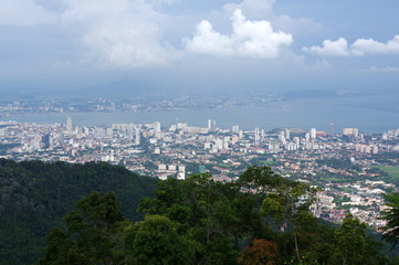 vue depuis la station balnéaire de Penang Hill sur l'île de Penang, Malaisie