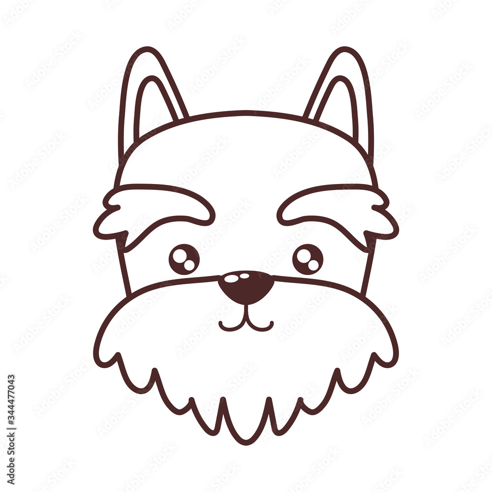 Sticker head of cute dog , line style icon