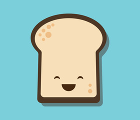 Cute cartoon toast. Cute smiling character vector illustration of toast.  Funny toast character with eyes and smile.