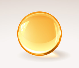 Golden trasparent resine ball - realistic medical pill or honey drop or glass sphere