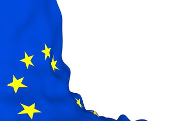 Slightly waving flag of the European Union isolated on white background, 3D rendering. Symbol of Europe. 3D illustration