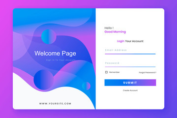 Login form landing page website concept.