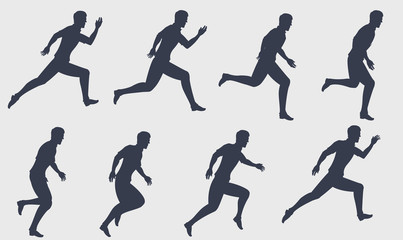 Human Run Cycle Silhouette Vector Illustration
