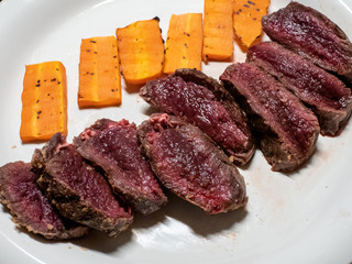 鹿肉のステーキ　ジビエ