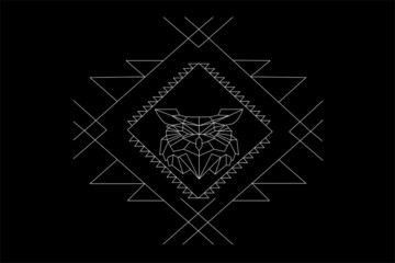 Cabeza animal geométrica con un marco de fondo para tatuajes o fondos