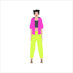 woman dressed in fashionable tracksuit. illustration for web and mobile design.