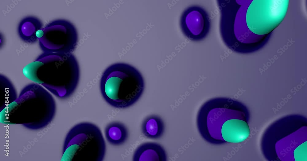 Poster liquid colorful loop animation. soft rounded shapes. 3d rendering.