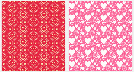 Seamless patterns with hearts. Wallpaper background, texture