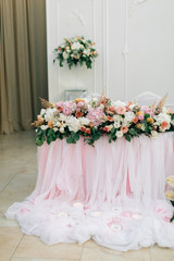 Wedding table beautifully decorated with flowers