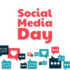 World Social Media Day. June 30. Holiday concept. Template for background, banner, card, poster with text inscription. Vector EPS10 illustration.