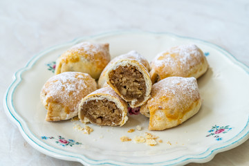 Traditional Acem Cookies with Powder / Powdered Sugar, Walnut Paste and Grated Orange.